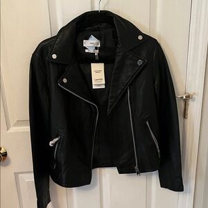 Mango Classic Black Leather Jacket